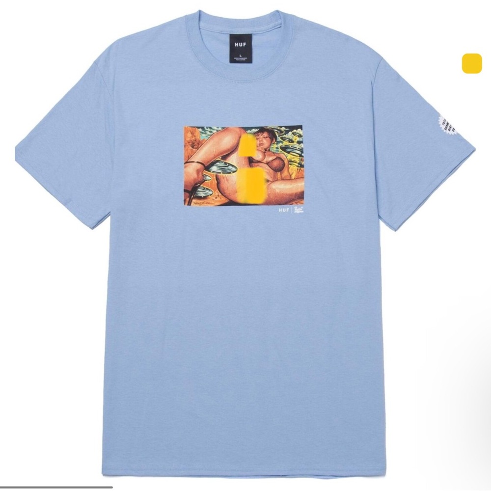 Huf Rockin jelly bean uncensored blue t-shirt, posting only censored version.